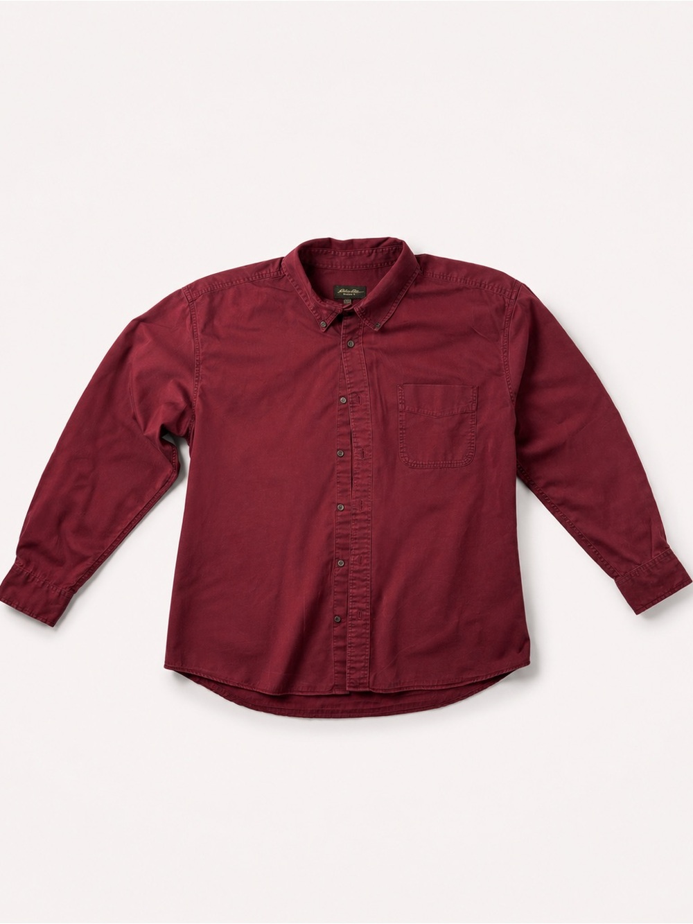 Eddie Bauer men’s 100% cotton button-down burgundy long sleeve pocket shirt XL